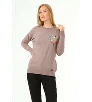 FTZ Women Kadın Kalp Detay Kazak Beige 21-1324