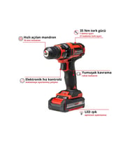 Einhell TE-CD 18/35 Li (1x1,5 Ah), Akülü Vidalama - 4513914