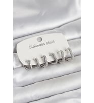 316L Çelik Gümüş Renk 6'lı Set Kalp Form Kadın Küpe TJ-BKP11738