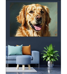 Yakın Çekim Detaylı Golden Retriever Dekoratif Kanvas - Mdf Ahşap Tablo