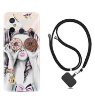 Xiaomi Redmi 12C Kılıf Resimli Boyun Askılı İpli Desenli Silikon Donut Girl 1408