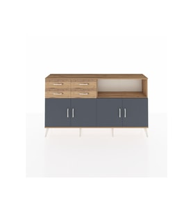 Arges Konsol 4 Raflı 4 Çekmeceli 4 Kapaklı 176x30x99 Çam-Antrasit/Çam