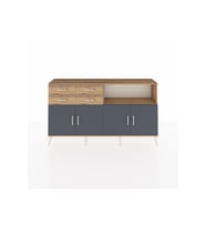 Arges Konsol 4 Raflı 4 Çekmeceli 4 Kapaklı 176x30x99 Çam-Antrasit/Çam