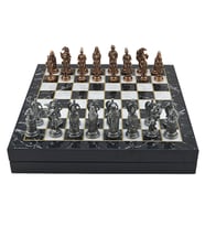 GiftHome Büyük Boy Metal Osmanlı-Bizans Satranç Tk. Antik ve Mermer Desenli Sandıklı MDF Tahtası(36X36 cm.) 