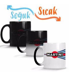 Martini Racing Curved Stripe Sihirli Kupa Bardak Porselen