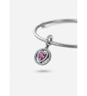 Işıltılı Pembe Kalpli Sallantılı Charm