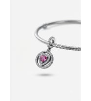 Işıltılı Pembe Kalpli Sallantılı Charm