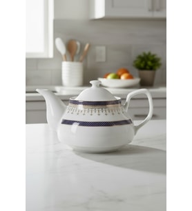 Lacivert Altın Yaldızlı Porselen Demlik Venedik Desen 650 Ml