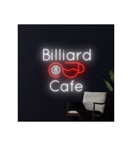 Billiard Cafe Yazılı ve Şekilli Neon Tabela