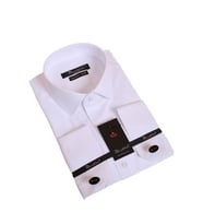 Beyaz Ekstra Dar Kesim Likralı Esnek Micro Kumaş Kol Düğmeli Slim Fit Erkek Gömlek - 195-1