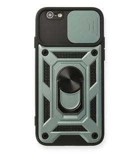 Newface Apple iPhone 6 Kılıf Pars Lens Yüzüklü Silikon - Yeşil
