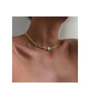 Gürmet Zincirli Baget Zirkonia Taşlı Şık Tasarım 925 Ayar Gümüş Choker Kolye