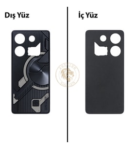 Infinix GT 10 Pro Siyah Uyumlu Arka Kapak Arka Cam Batarya Pil Kapağı Lazer Kesim Back Cover