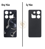 Infinix GT 10 Pro Siyah Uyumlu Arka Kapak Arka Cam Batarya Pil Kapağı Lazer Kesim Back Cover