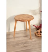 Yuvarlak Masif Doğal Tekli, 2'li, 3'lü Zigon Sehpa Set, Modern Masif Yan Sehpa (Naturel)