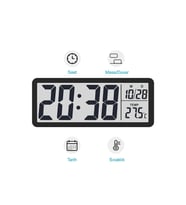 YENİLZD DUVAR SAATİ DİJİTAL LCD Ekran 20x8cm Dijital Duvar Saati USB Pilli Zaman Sıcaklık Tarih (Siyah)