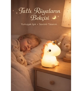 Renk Değiştiren Yumuşak Silikon RGB Led Sevimli Unicorn Çocuk Odası Gece Masa Lambası Usbli Şarjlı