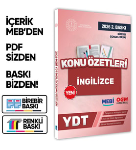 2026 YDT MEBİ-OGM İngilizce Pratik Konu Özet Kitabı RENKLİ A4 Boyut Görsel Destekli BASKI ÜCRETİ