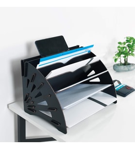 Design Delcia Ahşap Evrak Rafı Masaüstü Organizer (Ceviz)