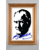 Altın Varaklı Paspartulu Çerçeveli Atatürk Tablo sd403