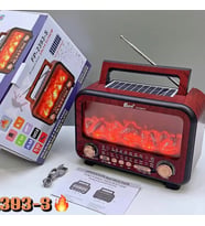 Taşınabilir Nostaljik Radyo Şömine Detaylı Güneş Enerji Şarj Özellikli (Kahverengi)