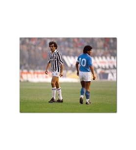 Ahşap Tablo Diego Maradona Michel Platini (50x70 Cm Boyut)
