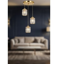 Cristora Kristal Taşlı Sarkıt Avize - Modern Şık Taşlı Avize (Gold)