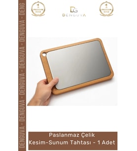 #SunumTahtası Mutfak Şef Tipi Hijyenik Dayanıklı Estetik Ahşap Paslanmaz Çelik Kesim Sunum Tahtası