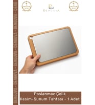 #SunumTahtası Mutfak Şef Tipi Hijyenik Dayanıklı Estetik Ahşap Paslanmaz Çelik Kesim Sunum Tahtası