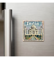 Hindistan India - Posta Pulu Temalı Ülke - Baskılı Buzdolap Magneti Kare - 9x9 cm
