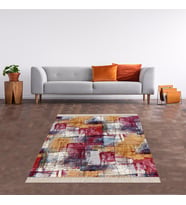 Batik Desenli Renk Geçişli Dijital Baskı Yıkanabilir Kaymaz Taban Salon Halısı ve Yolluk (Çok Renkli)