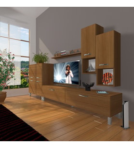 Decoraktiv Eko 6DA Mdf Std Krom Ayaklı Tv Ünitesi Tv Sehpası (Ceviz)