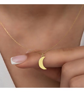 Kişiye Özel Minimalist Ay Model Kolye 925K Gümüş (Gold)