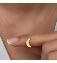 Kişiye Özel Minimalist Ay Model Kolye 925K Gümüş (Gold)
