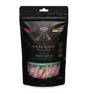 REFLEX Snackies Brokolili Ördek Göğsü 170 Gr: Kedi/Köpekler İçin Doğal Ödül Maması