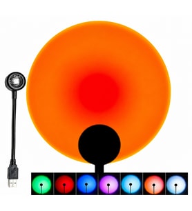 <USB Gün Batımı Projeksiyon Lambası RGB LED Ortam Işığı 14 Renk 7 Mod Fotoğraf ve Video Çekim Işığı 360° Esnek