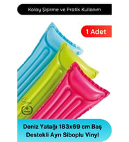 #DenizYatağı Renkli Deniz Yatağı 183x69 cm Şişme Havuz Yatağı Baş Destekli Ayrı Siboplu Vinyl Plaj Y