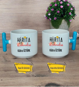 Harita Mühendisi Kupa Bardak T Mavi Kulplu Mühendisler Günü Hediye