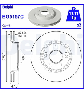 DELPHI BG5157C Fren Diski On 517122H000 (2 Adet Fiyatıdır)