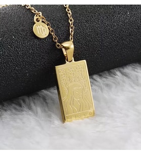 Altın Kaplama  Başak Burcu Tarot Gümüş Kolye