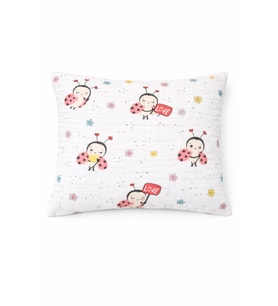 More Home Müslin Bebek Yastık Kılıfı Kapaklı 35X45 Uğur Böceği Beyaz Kırmızı