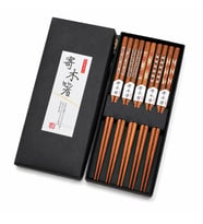 Valkyrie 5 Çift Ahşap 22,5cm Yemek Çubuğu Seti Hediyelik Kutulu Japon Çin Kore Sushi Chopstick
