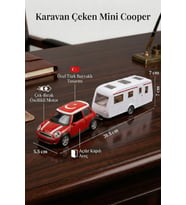 Mini Cooper Karavanlı Oyuncak Araba Seti - Türk Bayraklı Çek Bırak Metal Model Araba