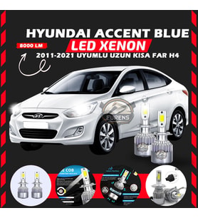 Hyundai Accent Blue 2011-2021 Uzun-Kısa Far Uyumlu Şimşek Etkili Led Xenon Performance Series H4