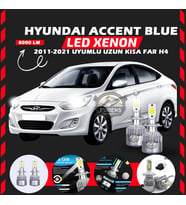 Hyundai Accent Blue 2011-2021 Uzun-Kısa Far Uyumlu Şimşek Etkili Led Xenon Performance Series H4