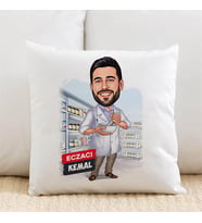 Kişiye Özel Karikatürlü Erkek Eczacı Tasarımlı Yastık