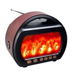 Nostaljik Şömine Alev Efektli Güneş Enerjili Taşınabilir Radyo Bluetooth Speaker AUX USB SD Kart Okuyucu FM/AM - Dekoratif Alev Tasarım Güneş Şarjlı Kablosuz Hoparlör Müzik Çalar Kamp Doğa Ev Kullanımı İçin İdeal Nostalji Tasarım