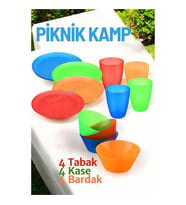 ModaCar Tabak Kase Bardak Seti Kamp Piknik Seti 12 adet