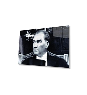 Atatürk Cam Tablo 4mm Dayanıklı Temperli Cam, Atatürk Glass Wall Art (Çok Renkli)