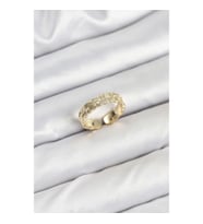 Mey İthalat® Pirinç Gold Renk Zirkon Taşlı Sırım Kadın Yüzük